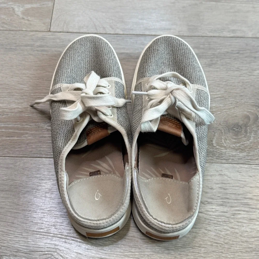 Olukai Pehuea Li Womens Tapa White Mesh Lace‎ Up Sneakers 20379-2020 Size 8